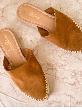Sam Edelman Cognac Suede Slip-On Mules